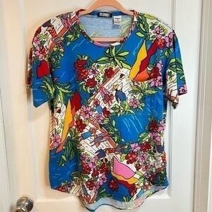 Vintage Gitano Floral Graphic Pocket Tee Colorful Print